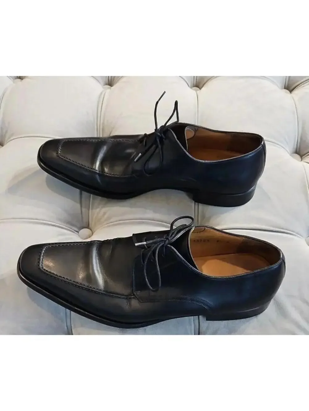 Magnanni 13723 Black Leather LaceUp Oxfords Loafers Mens Dress Shoes 9.5 M Nice!